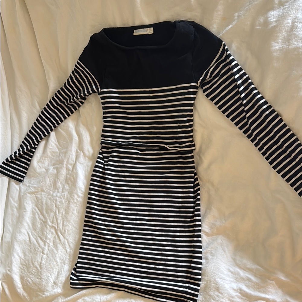 Striped Black and White Nursing or Maternity Dress
